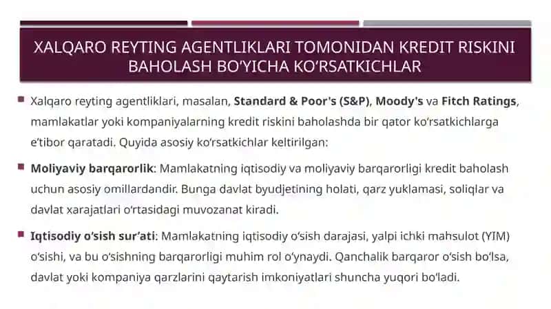 Moliyaviy barqarorlik haqida 2