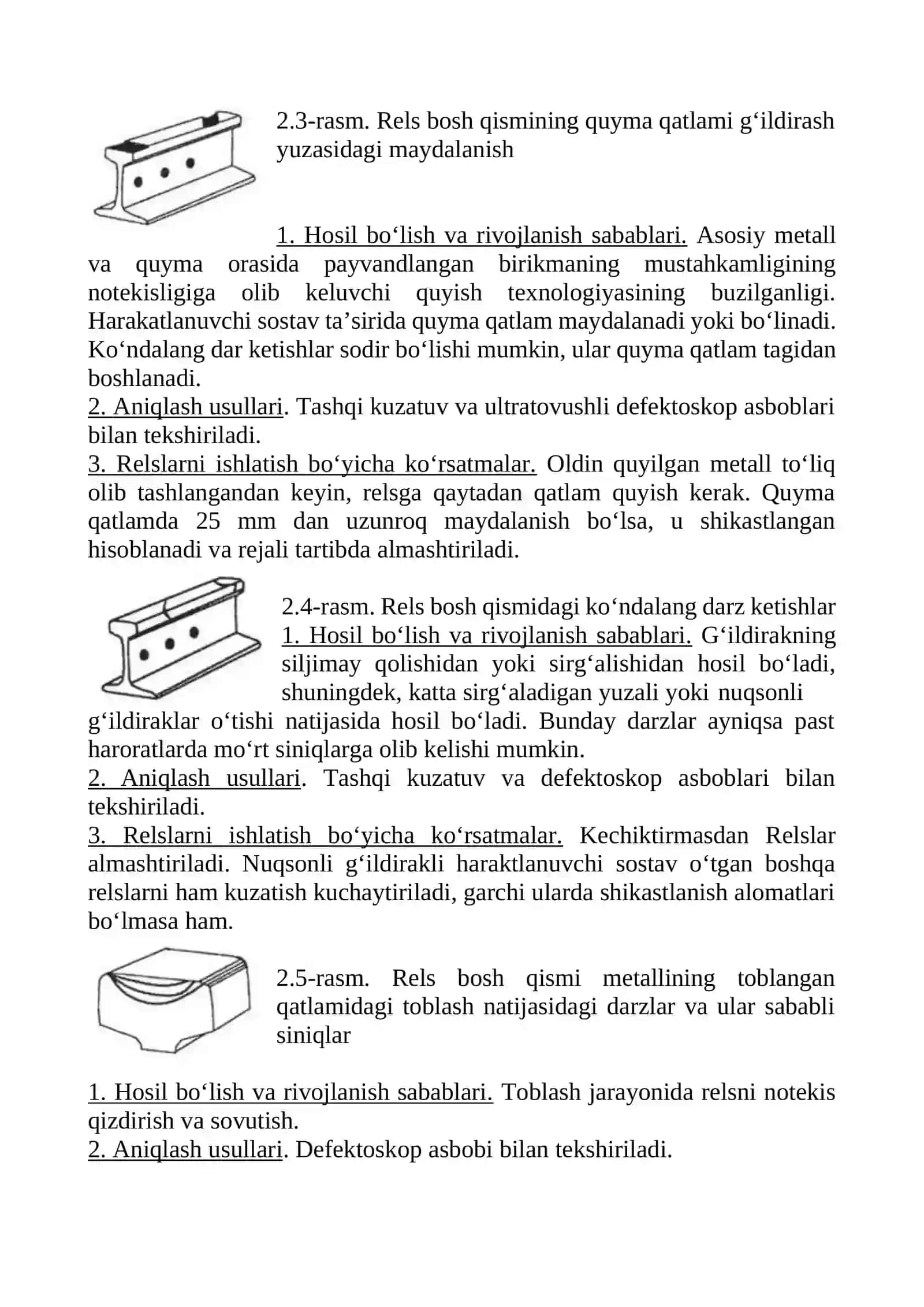 Relslardagi nuqsonliklarni aniqlash va ularni bartaraf etishni o‘rganish 2