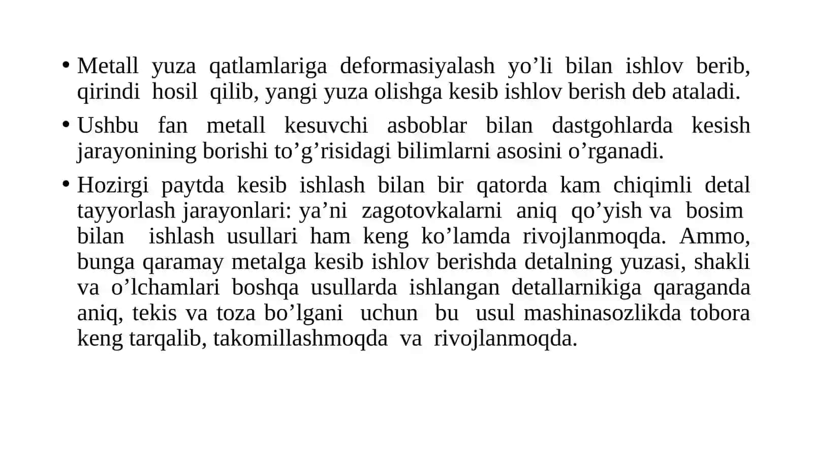 Kesuvchi asboblarning sinflarini tavsiya etilishi va tayinlanishi 2