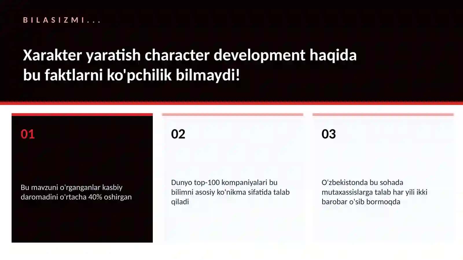 Xarakter yaratish character development 2