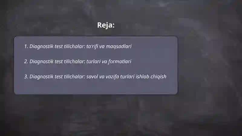 Diagnostik test tilichalar 2