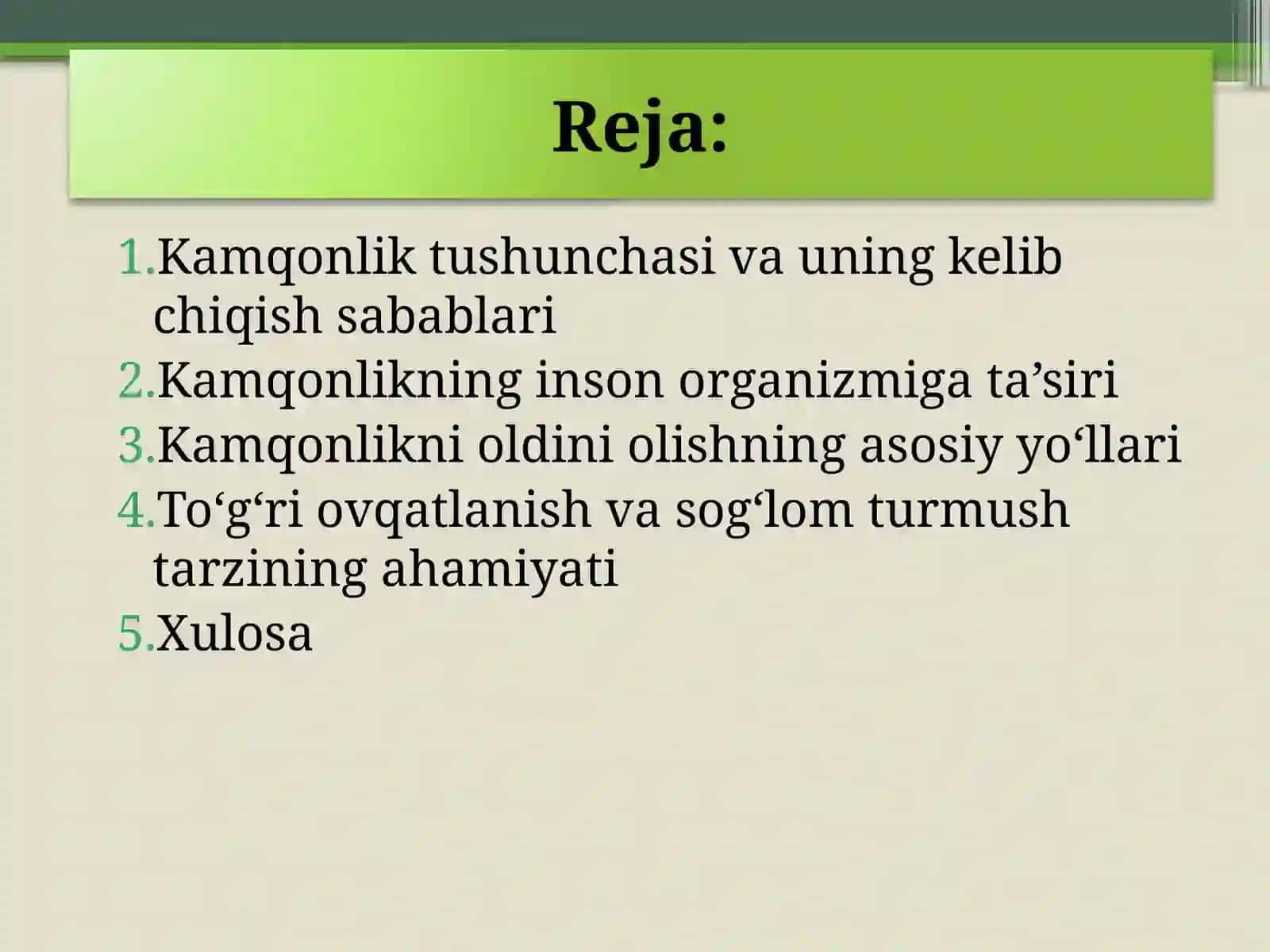 Kamqonlikni oldini olish yo‘llari 2