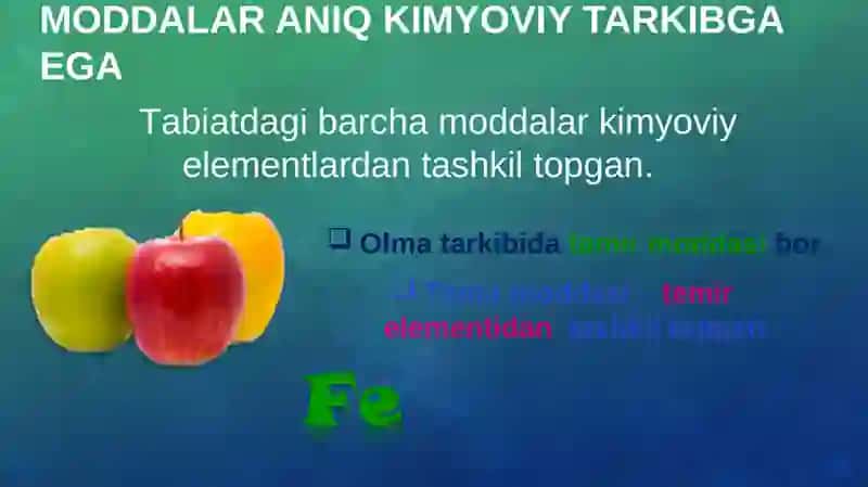 Kimyoviy modda—atom va molekulalar uyushmasi. Molekular va nomolekular moddalar 2
