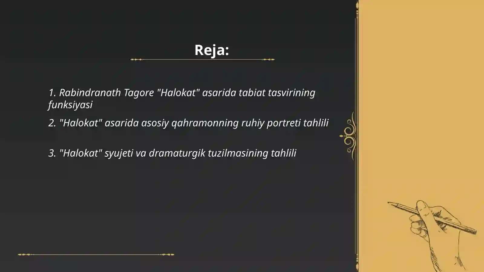 Rabindranath Tagore “ Halokat” asari asosida mustaqil ish 2