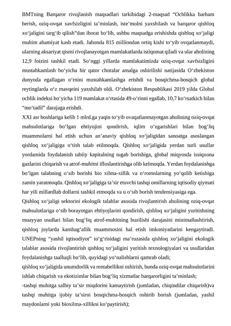ORGANIK QISHLOQ XO‘JALIGINI RIVOJLANTIRISH YO‘NALISHLARI. 2