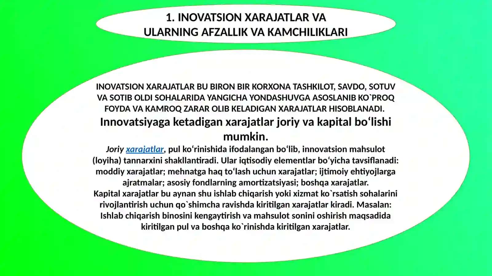 INOVATSION XARAJATLAR VA ULARNING AFZALLIK VA KAMCHILIKLARI 2