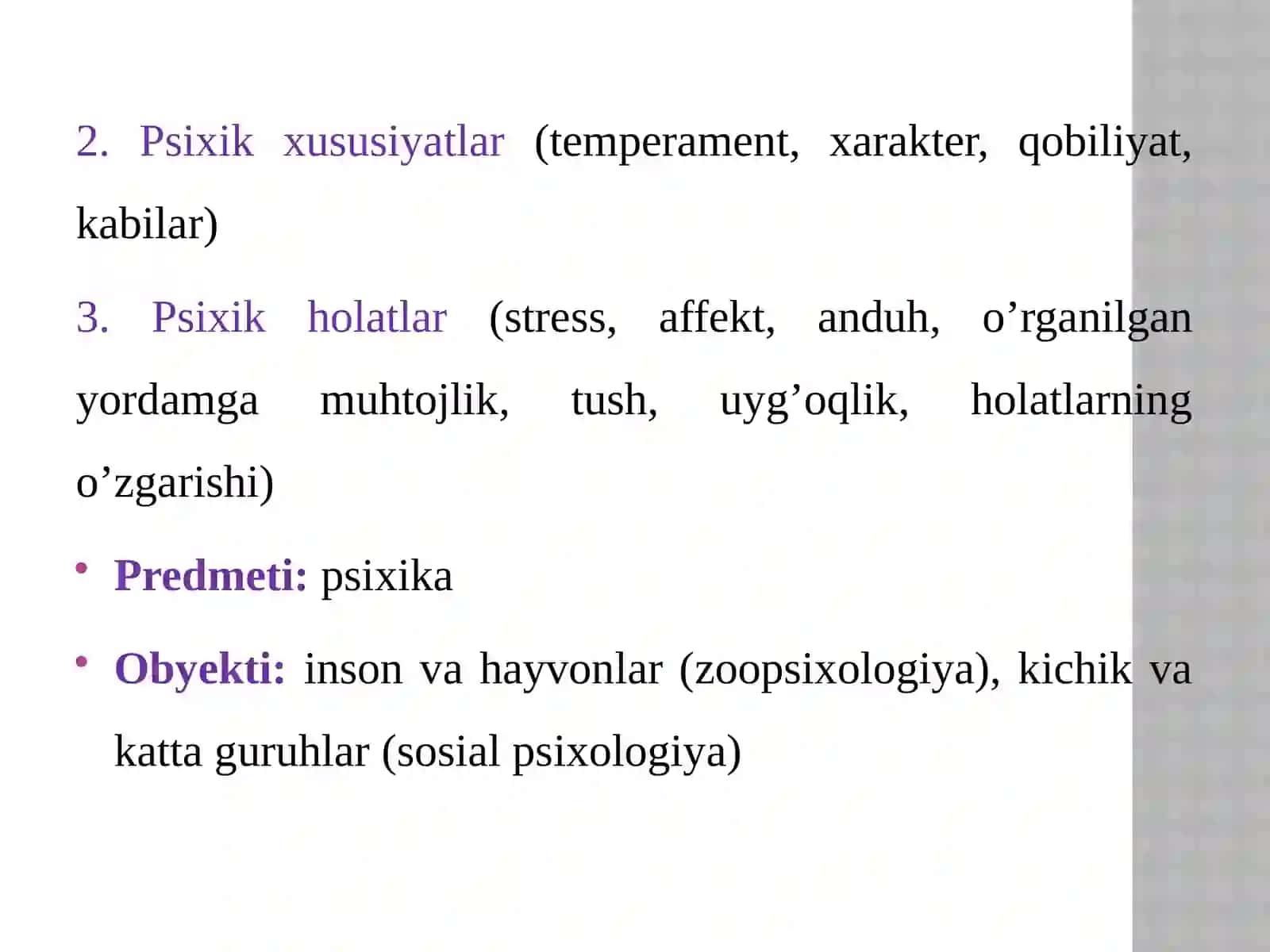 Psixologiya haqidagi tasavvurlar rivojlanishining asosiy bosqichlari 2