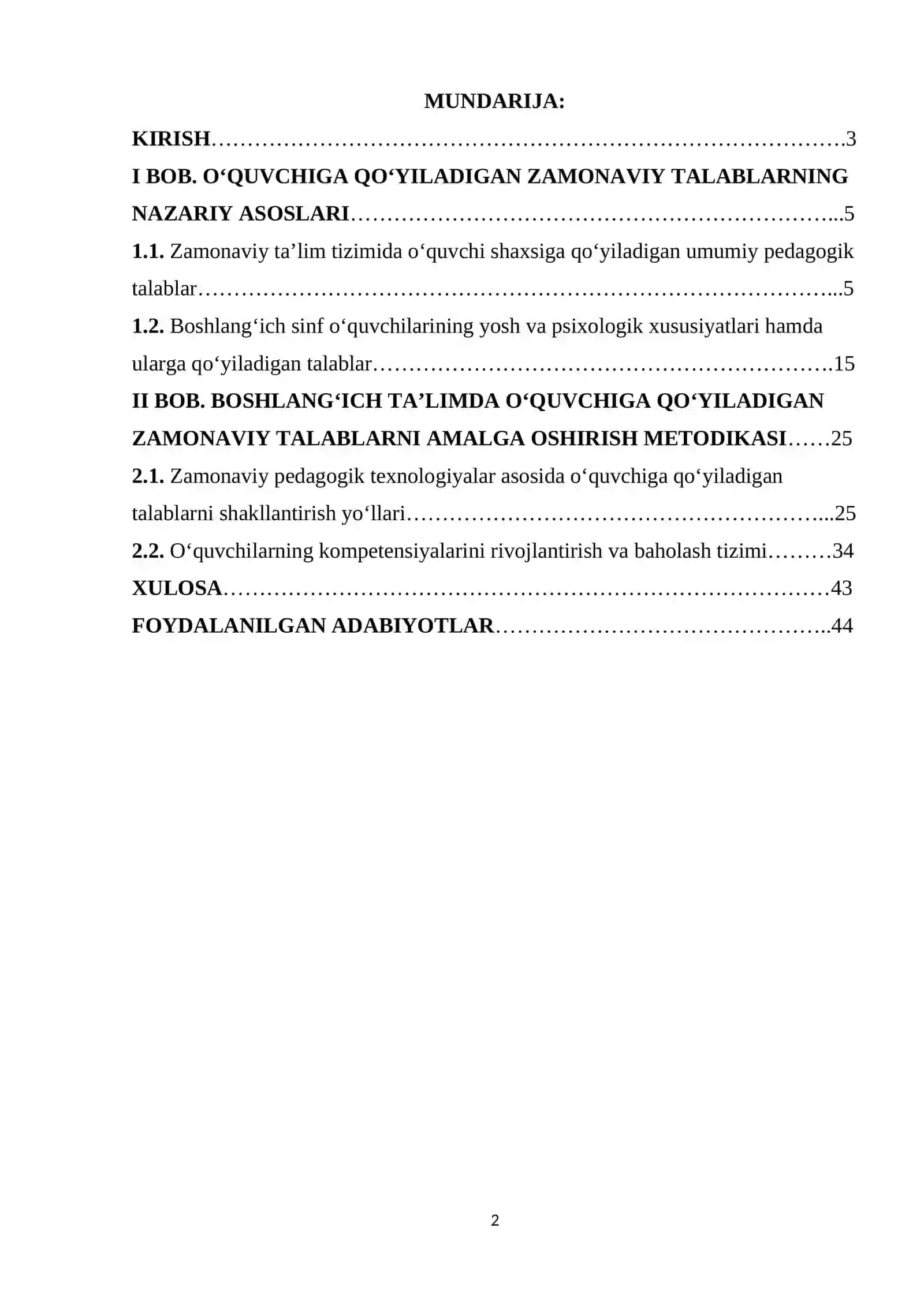 O‘quvchiga qo‘yiladigan zamonaviy talablar 2