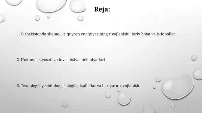 Oʻzbekiston sharoitida shamol va quyosh energiyalaridan foydalanish holatlari 2