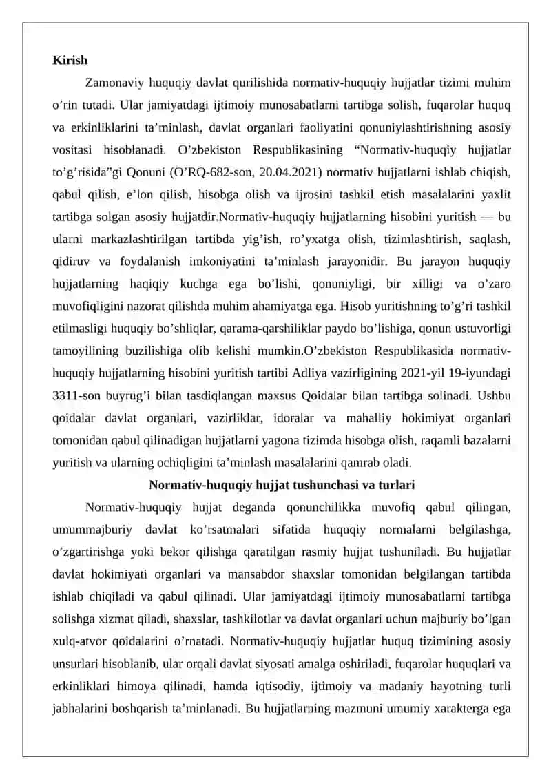 Normativ-huquqiy hujjatlarning hisobini yuritish 2