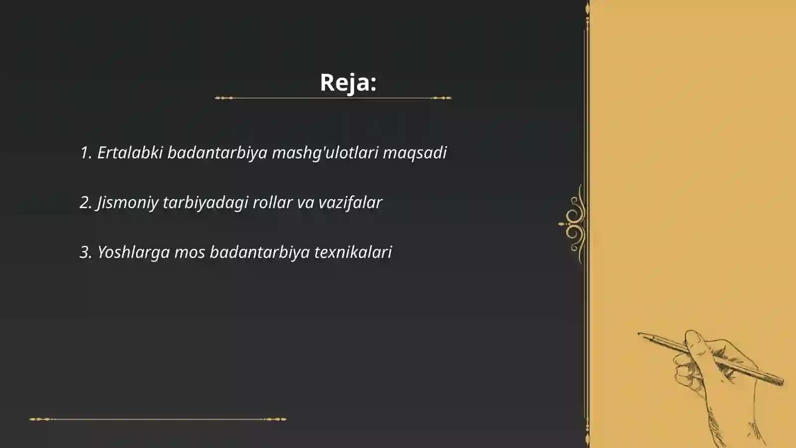Ertalabki badantarbiyani tashkil etish 2