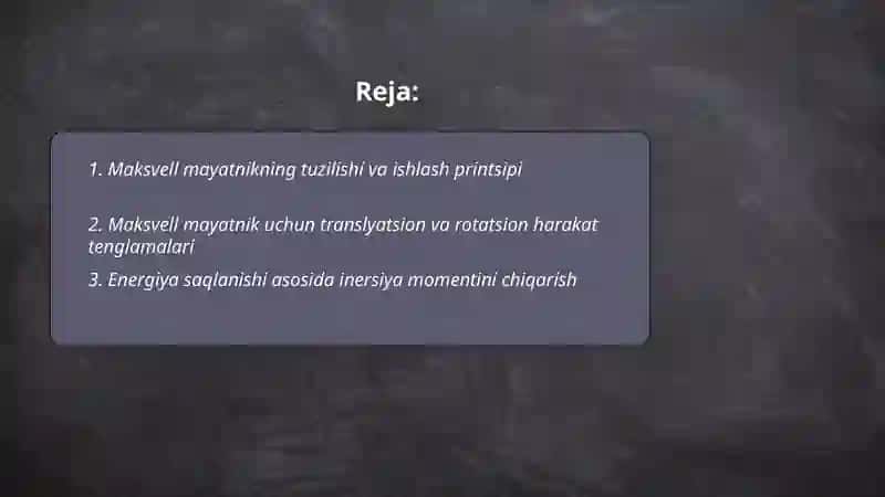 Maksvell mayatnik yordamida qattiq jismning inersiya momentini aniqlash 2