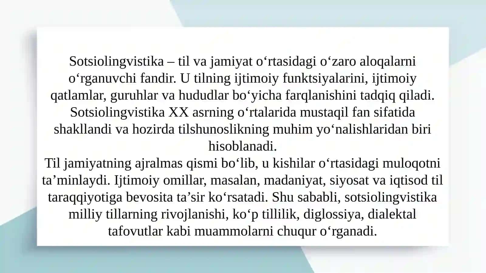 Sotsiolingvistikaning tarixi va taraqqiyoti 2