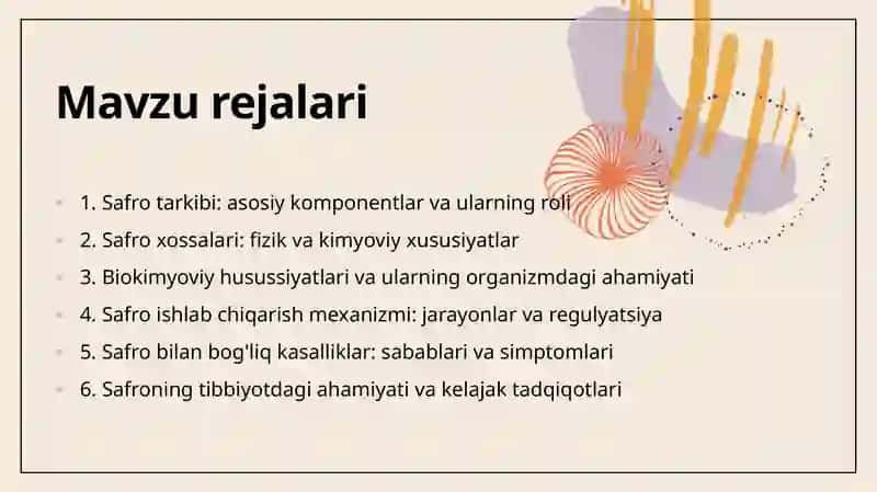 Safro tarkibi va xossalari, biokimyoviy husussiyatlari 2