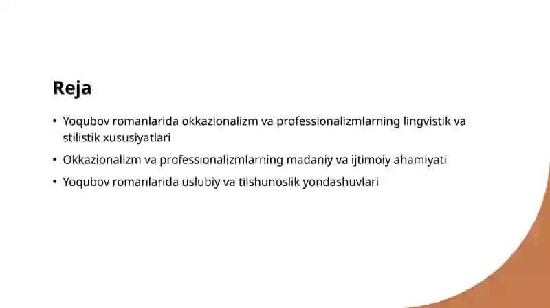 Yoqubov romanlarida okkazionalizm va professionalizmlar uslubiyati 2