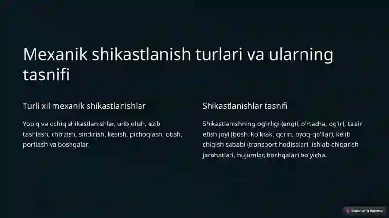 Sud tibbiyotida mexanik shikastlanish 2
