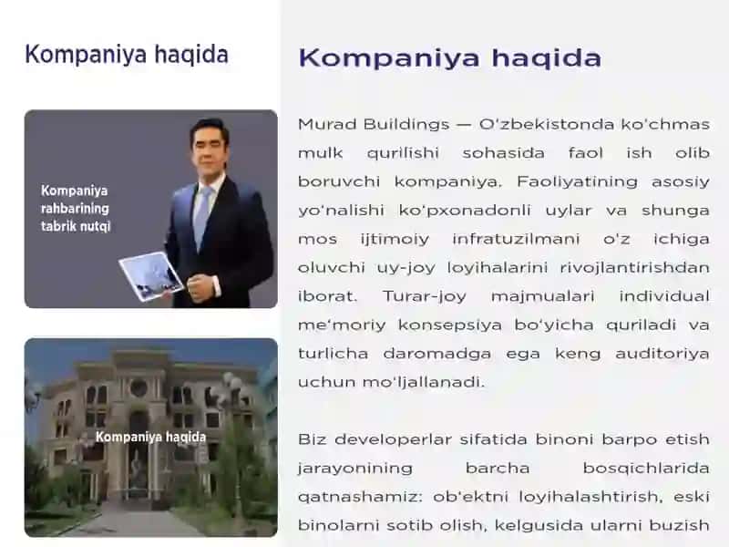 Murad Buildings kompaniyasi haqida 2