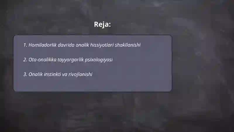 Ota onalik shakillanish psixologiyasi 2