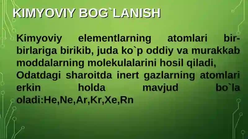 Kimyoviy Bog`lanish va Elementlarning Nisbiy Elektromanfiyligi 2