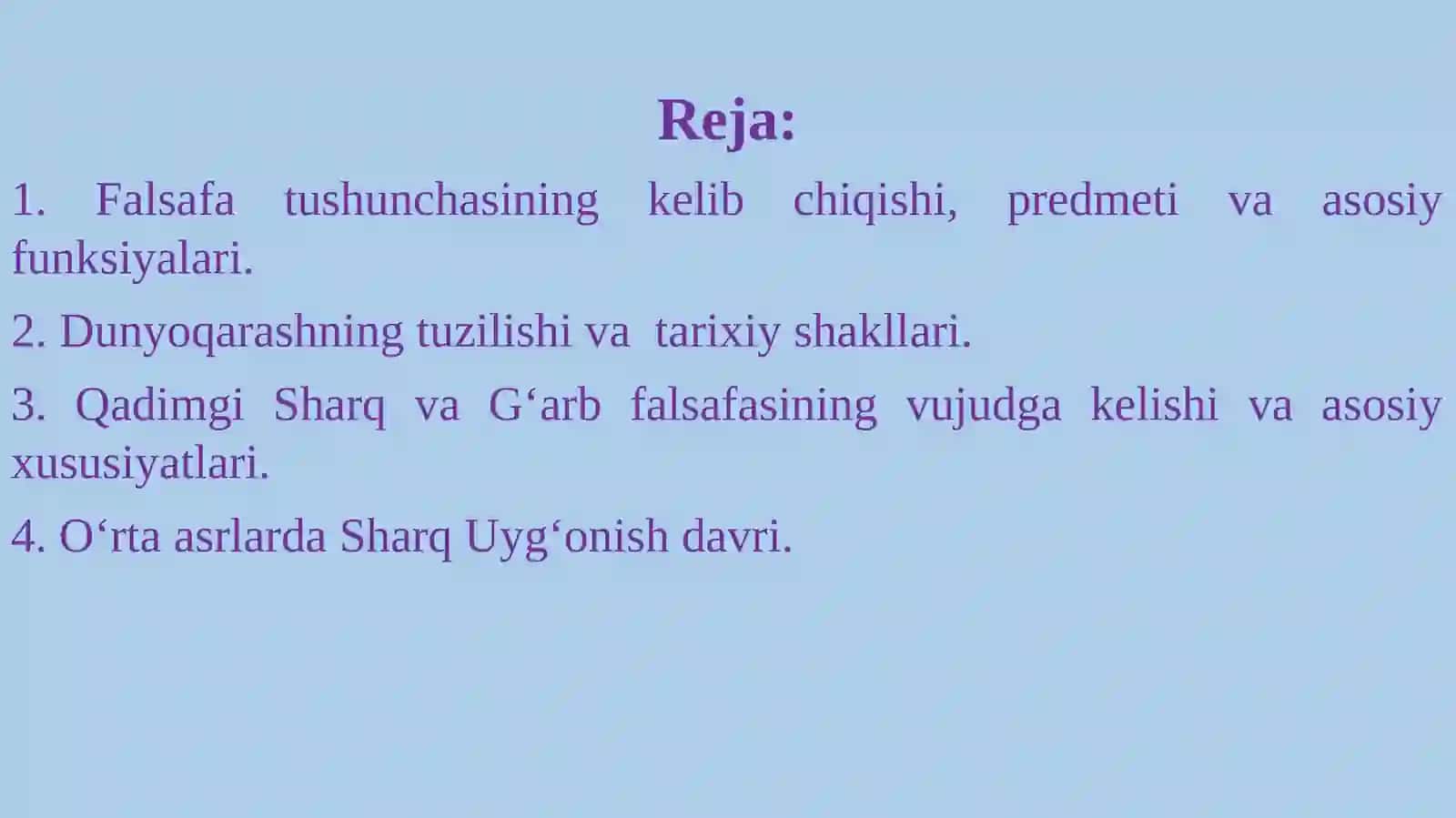 Falsafa fanining predmeti, maqsadi va vazifalari 2