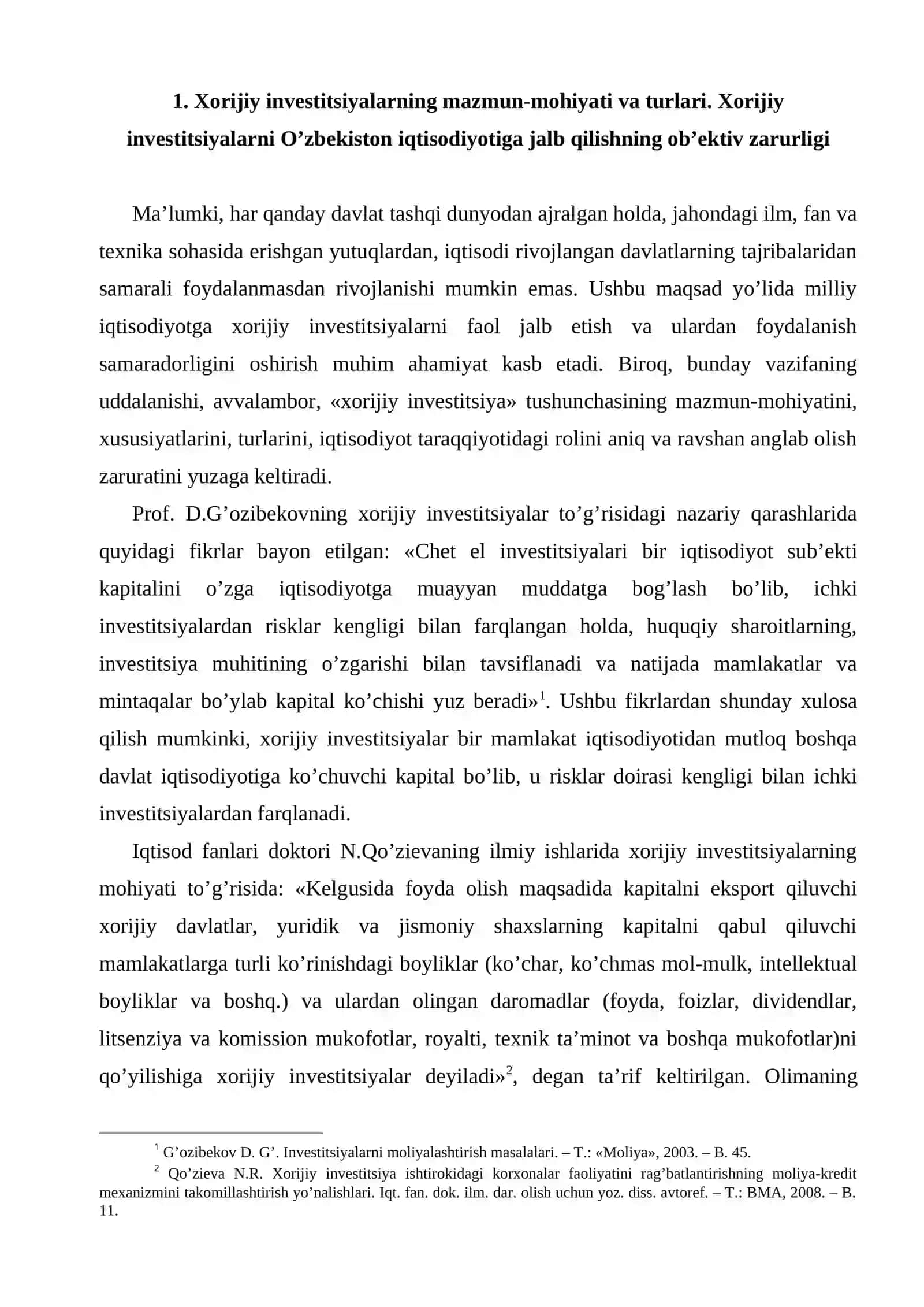 Iqtisodiyotni rivojlantirishda xorijiy investitsiyalarning roli 2