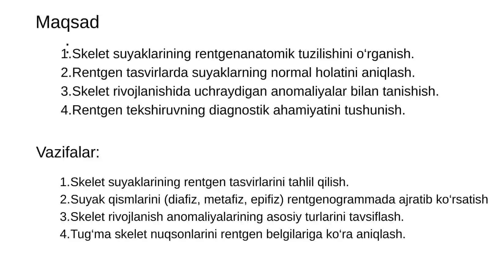 Skelet suyaklarining rentgenanatomiyasi. Skeletningrivojlanish anomaliyalari. 2