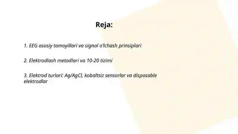Elektro ensefalograf (EEG) yordamida miya bioelektrik faolligini olchash usullari 2