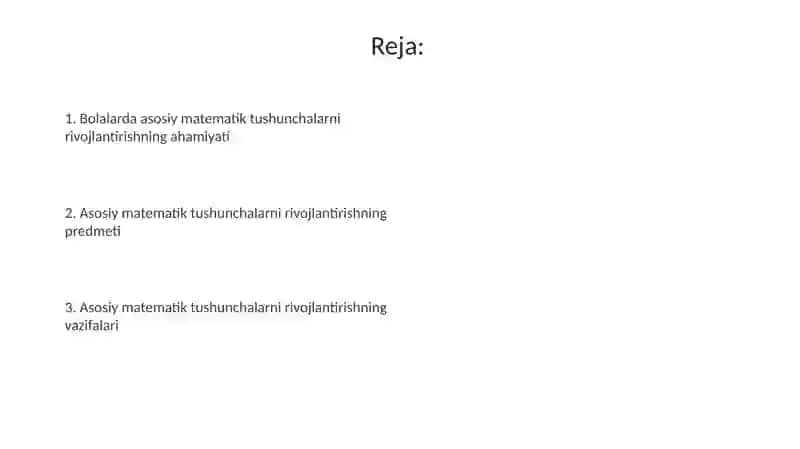 Bolalarda boshlang'ich matematik tushunchalarni rivojlantirish ahamiyati predmeti va vazifalari 2
