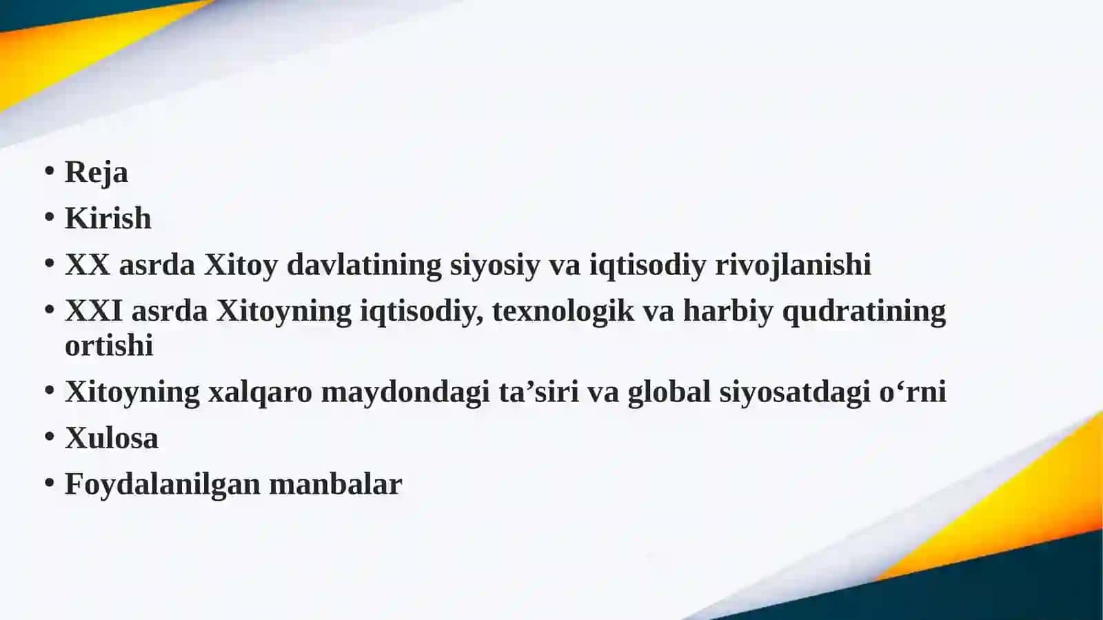 XX–XXI asrlarda Xitoyning global qudratga aylanish jarayoni 2