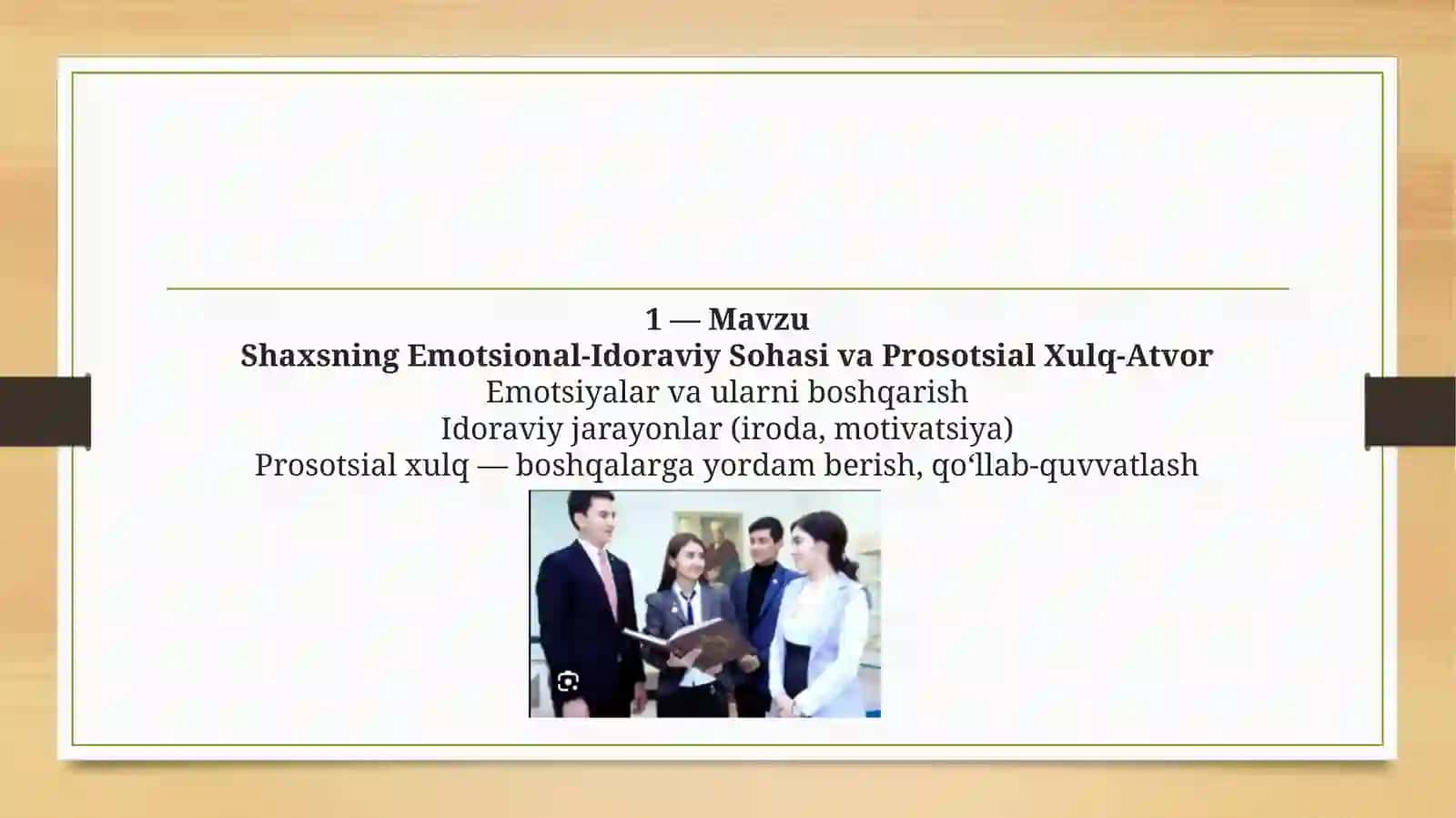 SHAXSNING EMETSIANAL-IDORAVIY SOHASI.PROSOTSIAL XULQ ATVOR 2