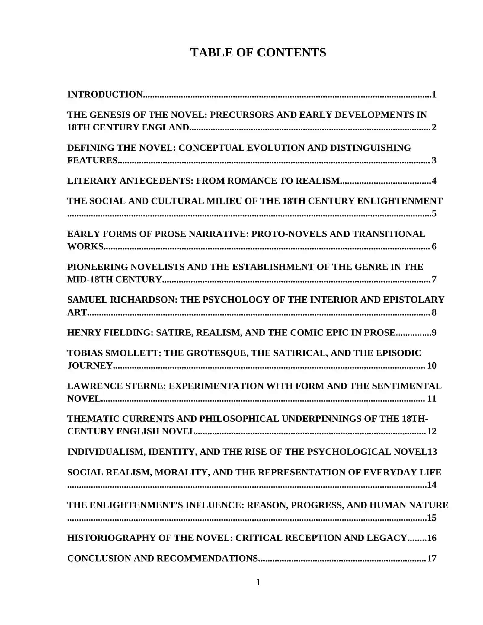 The formation of the novel genre in the literature of the 18" century English
Enlightenment period 2