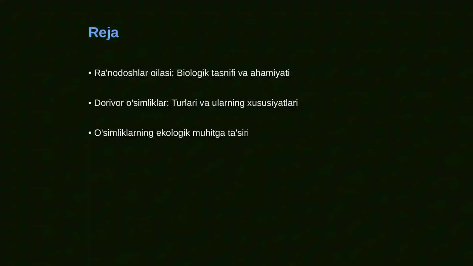 Ra'nodoshlar oilasiga mansub dorivor o'smlilar biologiyasi va ekologiyasni o'rganish 2