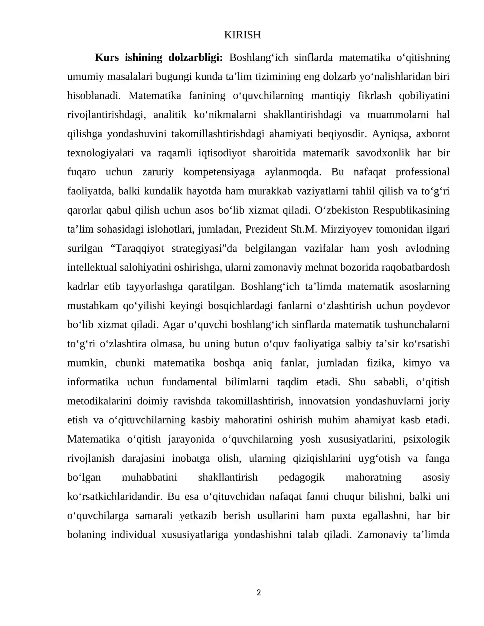 BOSHLANG‘ICH SINFLARDA MATEMATIKA O‘QITISHNING UMUMIY MASALALARI 2