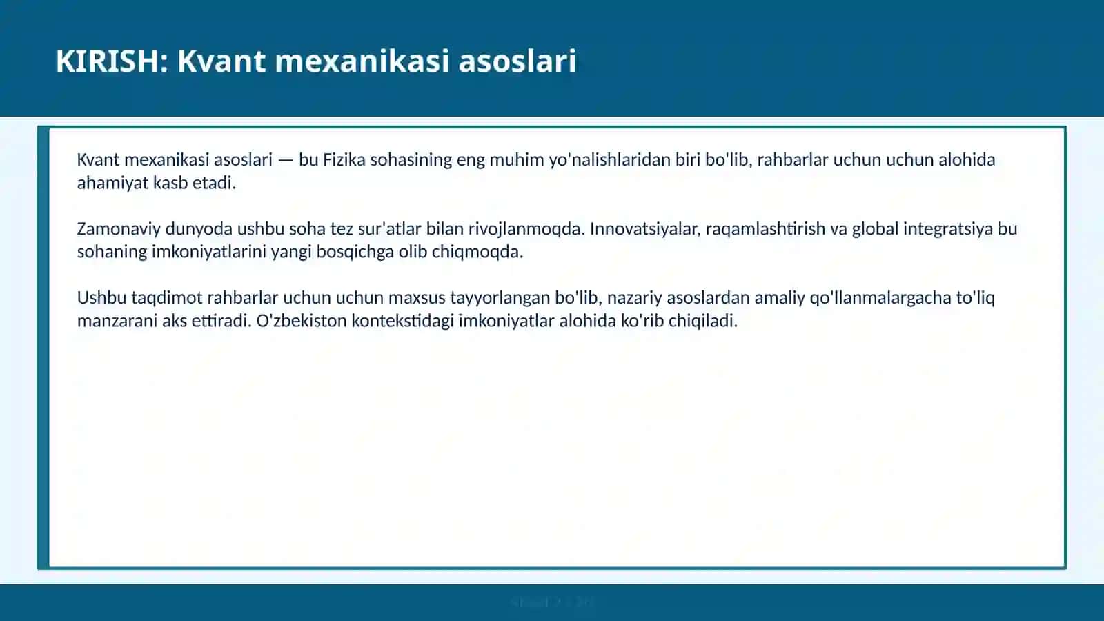 KVANT MEXANIKASI ASOSLARI 2