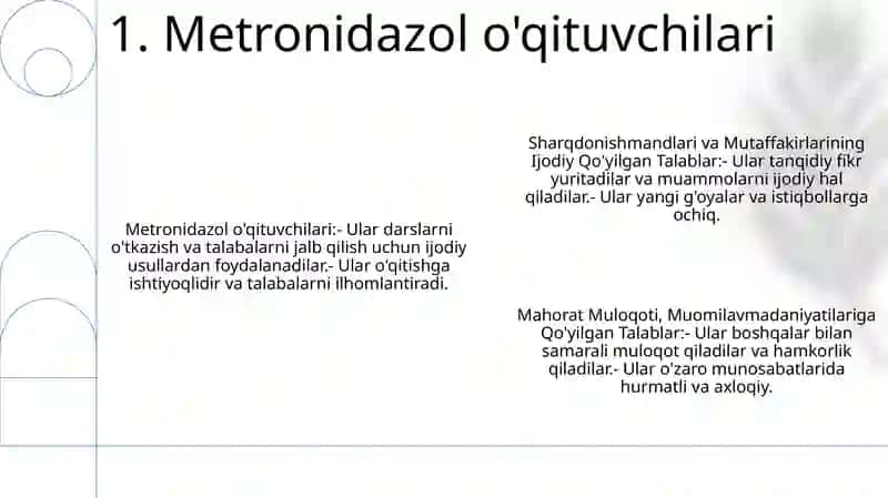 Sharqdonishmandlari Va Mutaffakirlarining Ijodiy Metronidazole Mudarislarni Tallassee, Ulargavqóyilgan Talab, Mahorat Muloqoti, Muomilavmadaniyatilariga Qóyilgan Talablar 2