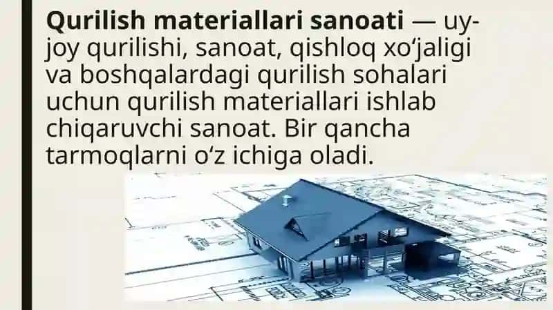 Qurulish materiallari sanoatining xozirgi holati va ularni rivojlanish istiqbollari 2