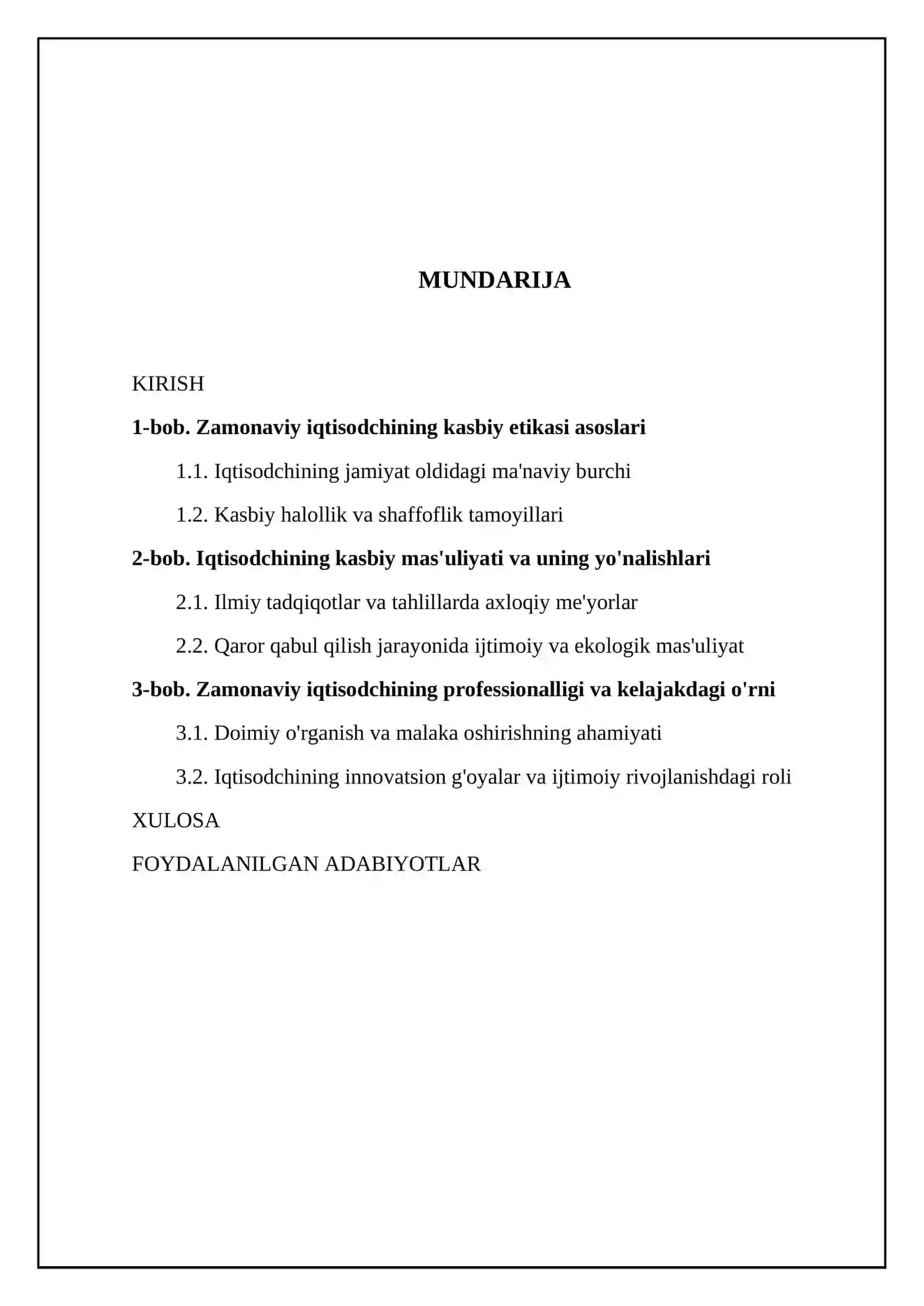 Zamonaviy iqtisodchining kasbiy odob-axloq normalari va mas'uliyati 2