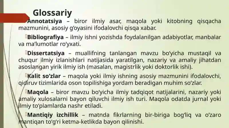 Akademik matn turlari: maqola, referat, dissertatsiya 2