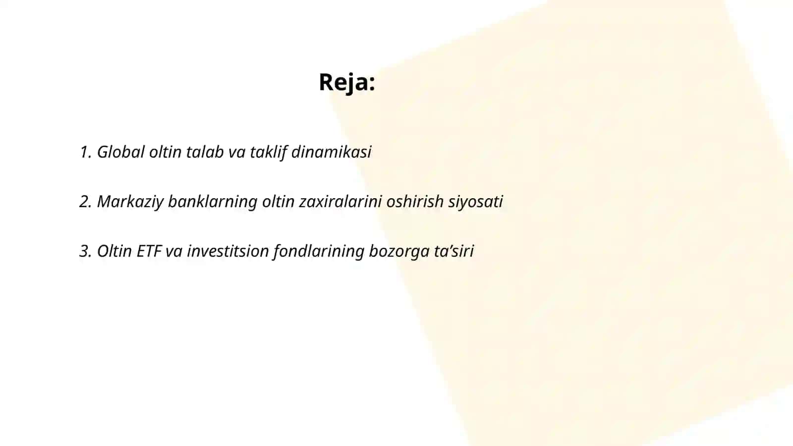 Global oltin bozori rivojlanishining zamonaviy tendensiyalari 2