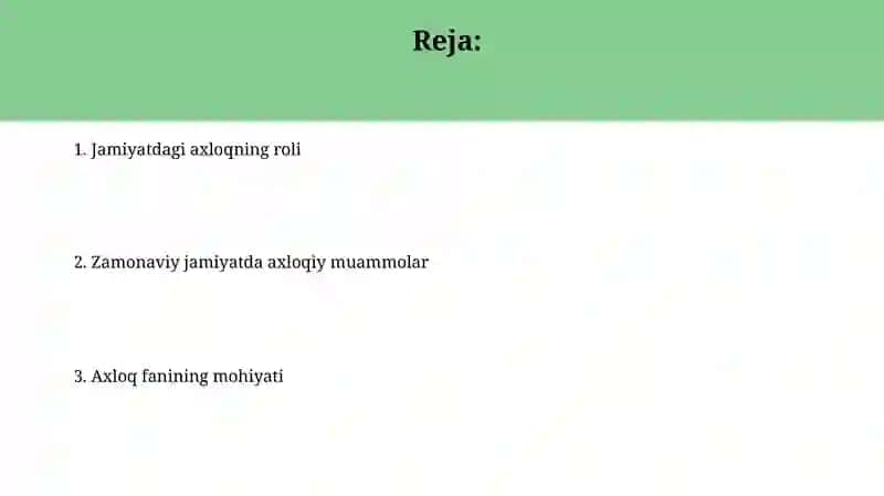 Ettika fanining predmeti va jamiyat hayotidagi oʻrni 2