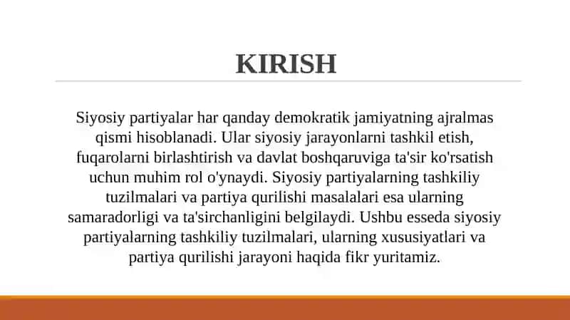 Siyosiy partiyalarning tashkiliy tuzilmalari va partiya qurilishi masalalari 2