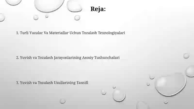 Yuvish va Tozalash Jarayonlarining Asosiy Tushunchalari 2