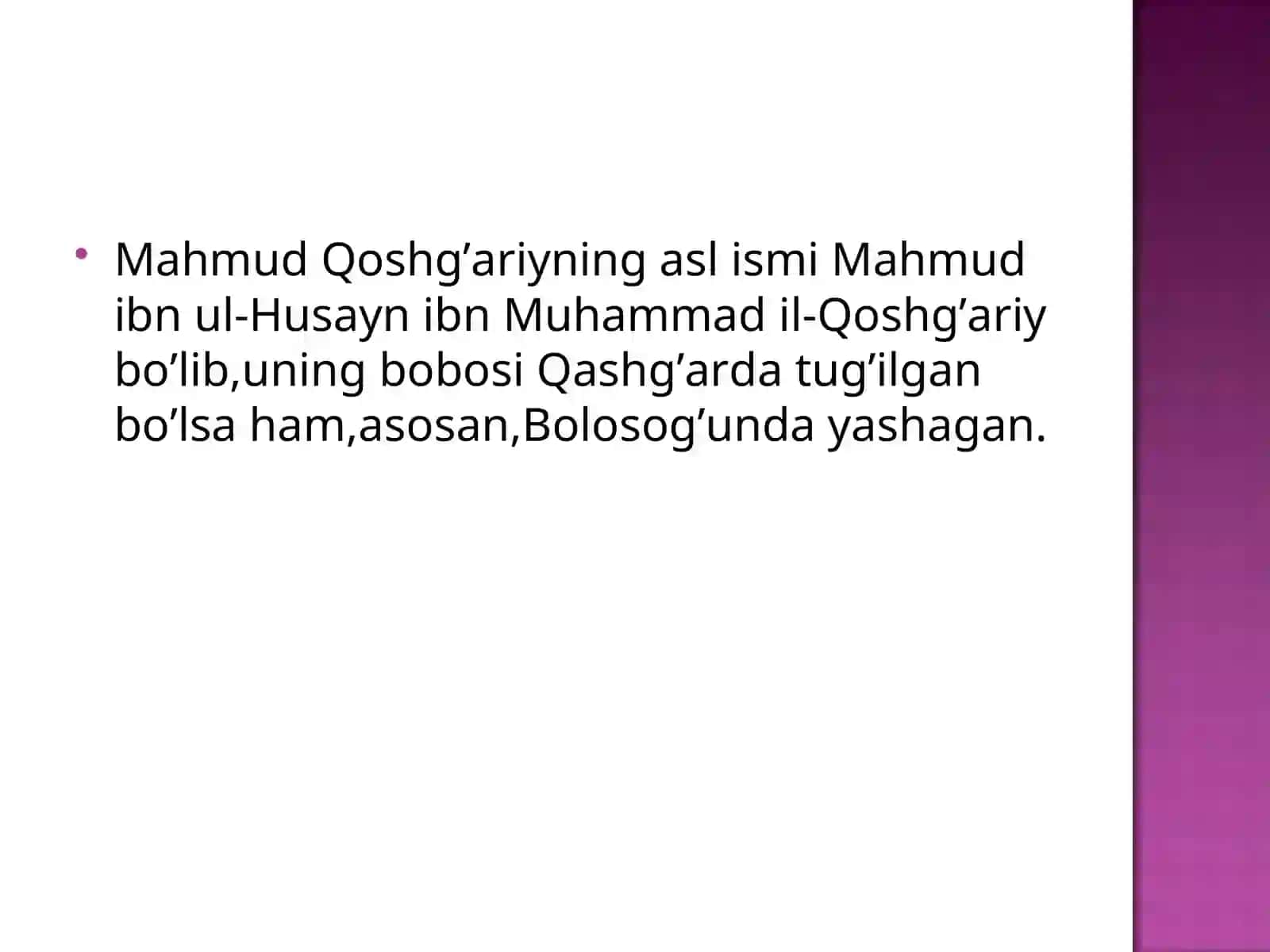 Mahmud Qoshg’ariyning Hayoti 2