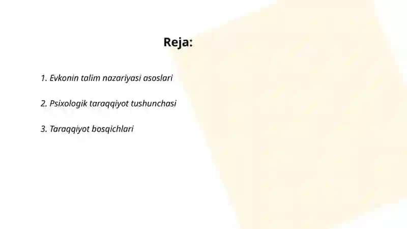 Evkonin talim nazariyasi asoslari 2