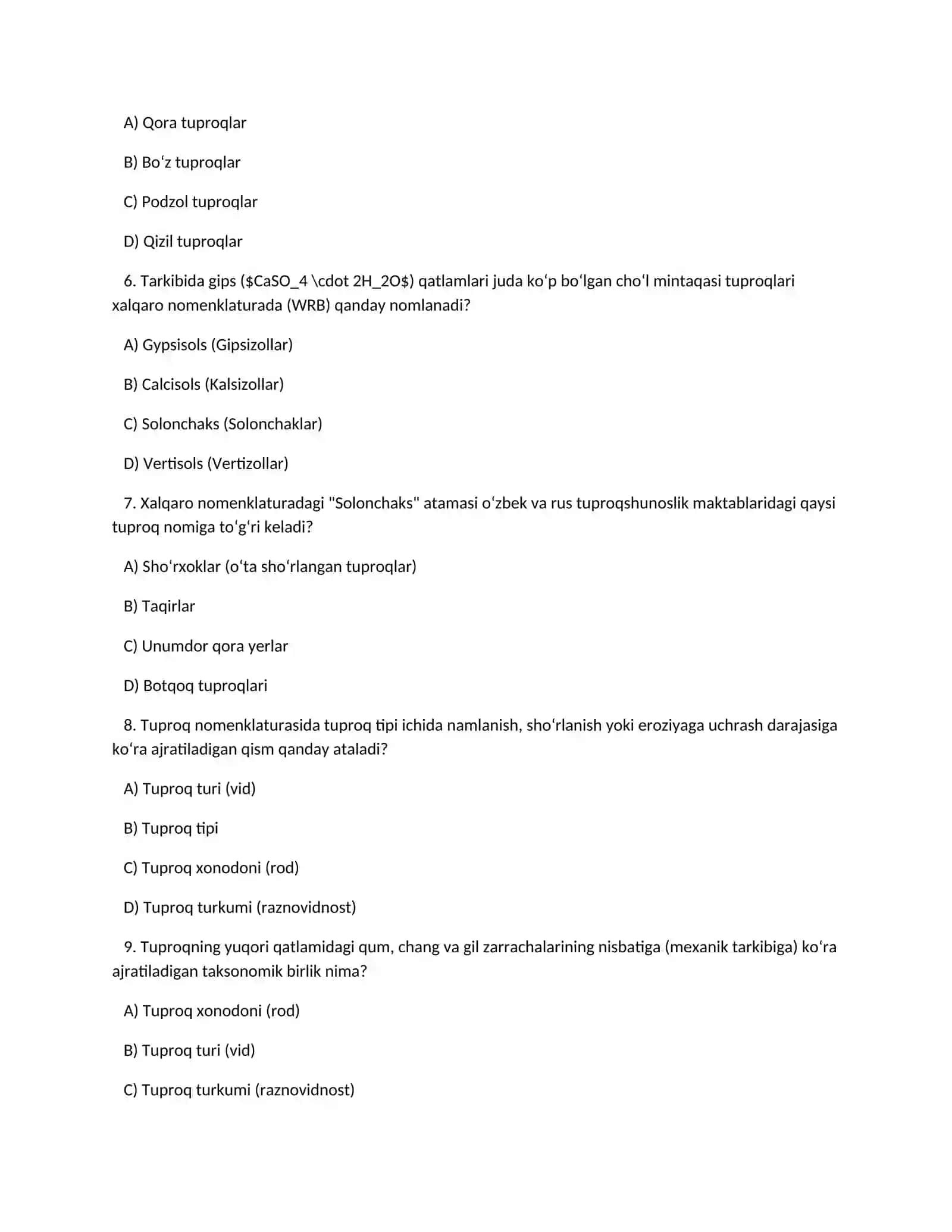 Tuproqlar nomenklaturasi (tasnifi va nomlanishi) 2