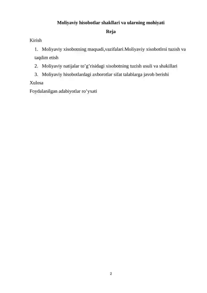 Moliyaviy hisobotlar shakllari va ularning mohiyati 2