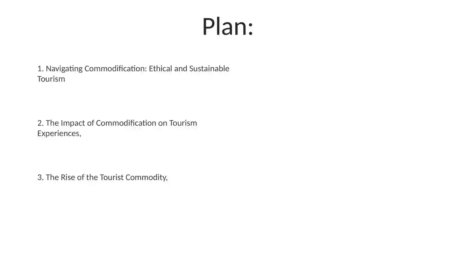 Commodification of the tourism 2
