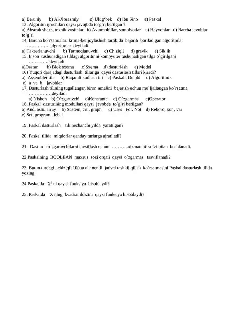 Informatika 9- sinf olimpiada 1-variant 2