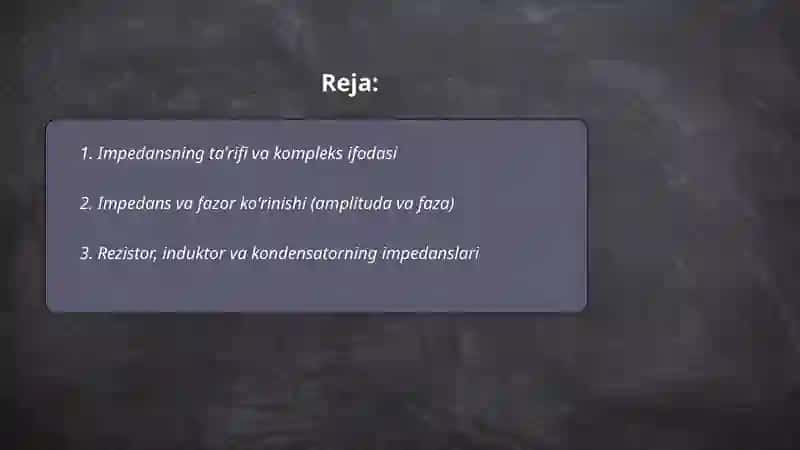 Impedans va toʻliq elektr oʻtkazuvchanlik 2