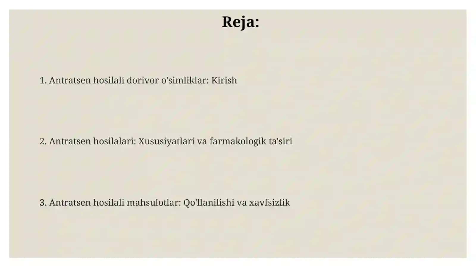 Tarkibida antrosen unumlari saqlagan dorivorosimliklar va mahsulotlar 2